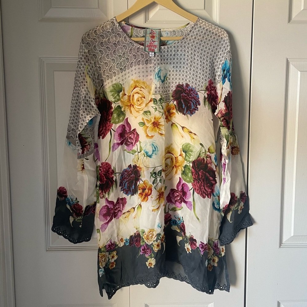 Johnny Was | Linden Tunic. Floral print. Boho. Festival. Lace. Flowy. Size Small